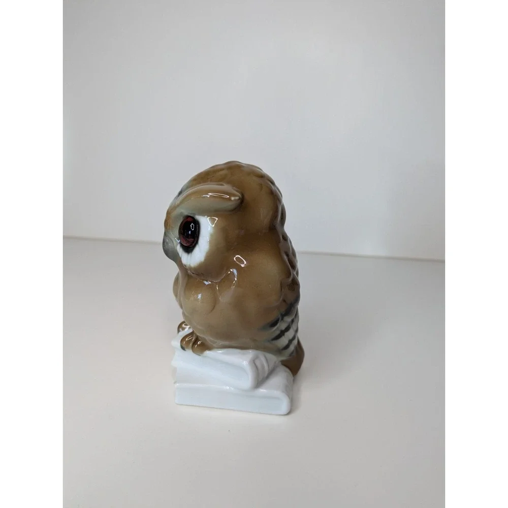Vintage Gerold Porzellan West Germany Porcelain Owl On Stack Of Books Figurine